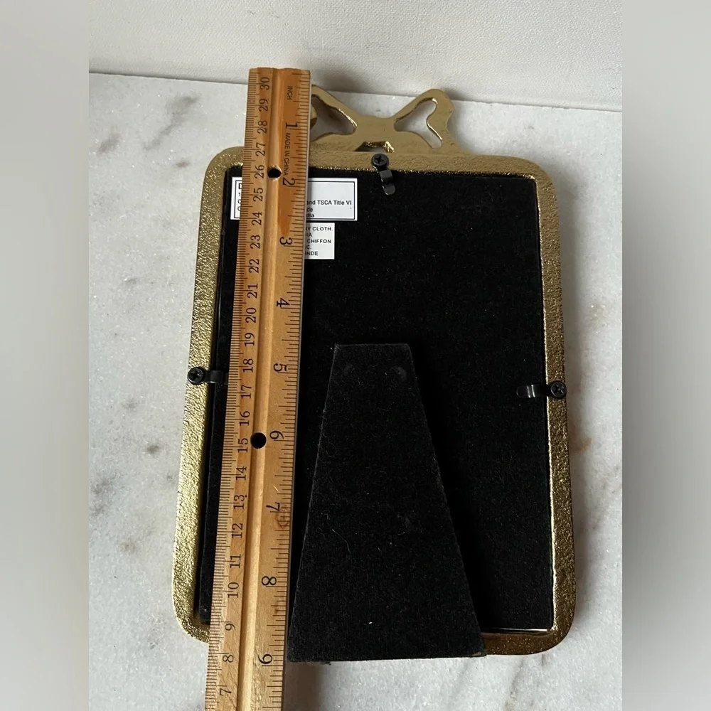 Gold metal bow on top Photo Frame for 5”x7” Victorian style